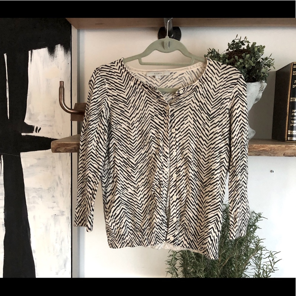 Loft Black and white herringbone Cardigan